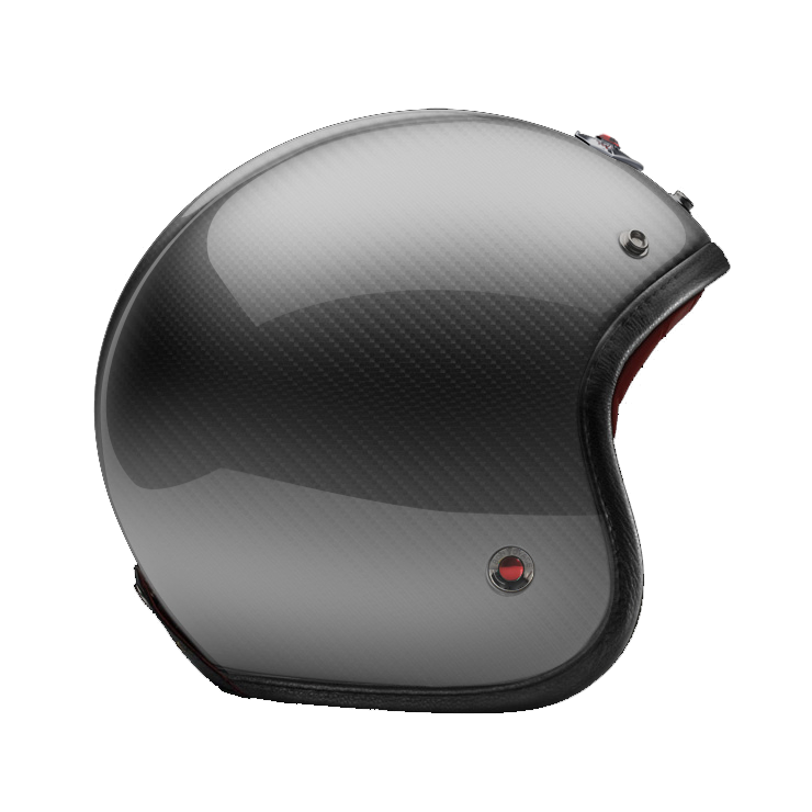 Side View of Ruby Open Face Glace Noire Helmet